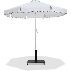 Meridian Furniture Amalfi White Black Matte Black Patio Umbrella with Base ...