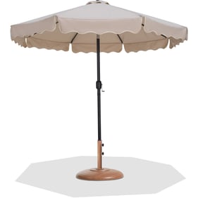 Meridian Furniture Amalfi Beige Cream Teak Umbrella with Round Base Sets