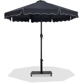 Meridian Furniture Amalfi Black Fabric Cream Patio Umbrella with Base Sets