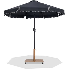 Meridian Furniture Amalfi Black Fabric Cream Teak Umbrella with  Base Sets