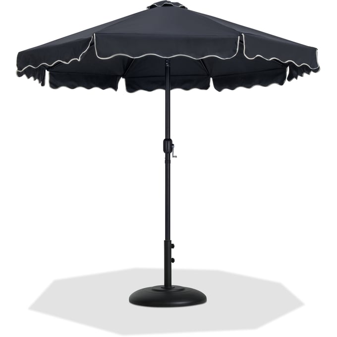 Meridian Furniture Amalfi Black Cream Umbrella with Base Sets MRD-55019BLACK-BB