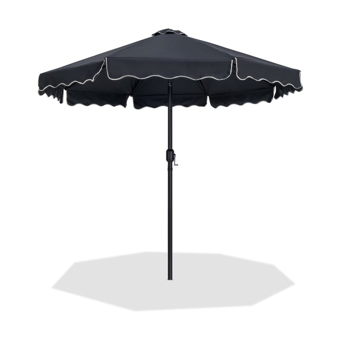 Meridian Furniture Amalfi Black Cream Fabric Patio Umbrellas MRD-55019BLACK-U