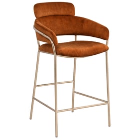 Meridian Furniture Yara Cognac Velvet Gold Counter Height Stool