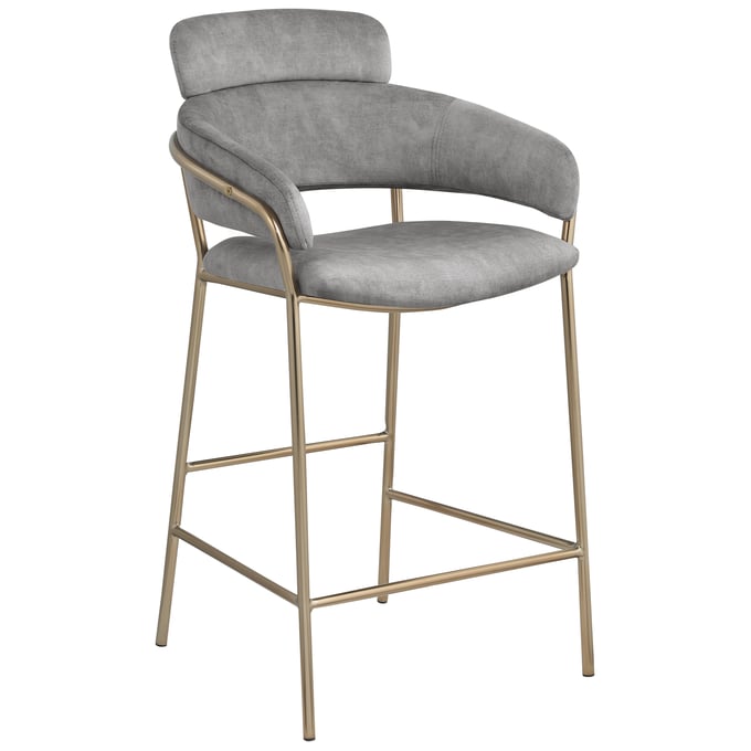 Meridian Furniture Yara Grey Velvet Gold Counter Height Stool MRD-550GREY-C