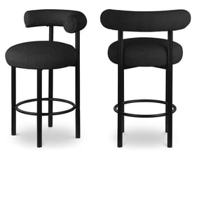 2 Meridian Furniture Bordeaux Black Boucle Stools