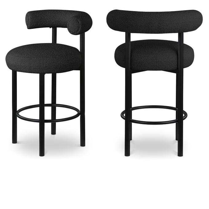 2 Meridian Furniture Bordeaux Black Boucle Stools MRD-551BLACK-C