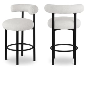 2 Meridian Furniture Bordeaux Cream Boucle Stools