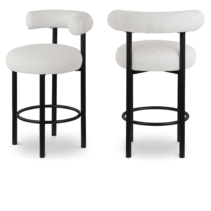 2 Meridian Furniture Bordeaux Cream Boucle Stools MRD-551CREAM-C