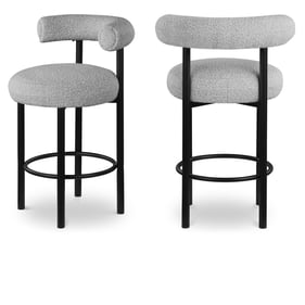 2 Meridian Furniture Bordeaux Grey Boucle Stools