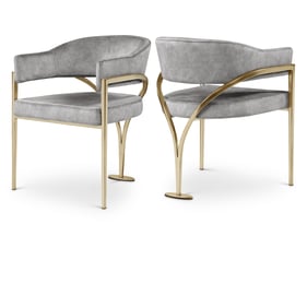 2 Meridian Furniture Madelyn Grey Gold Dining Chairs