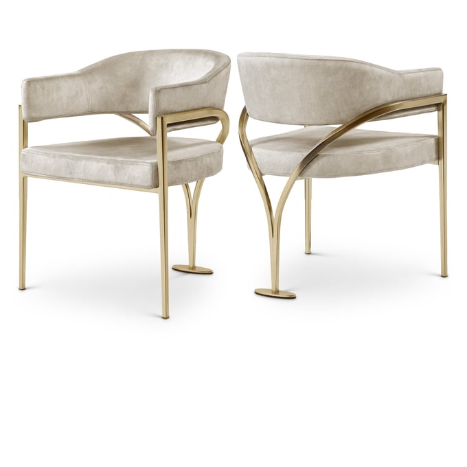 2 Meridian Furniture Madelyn Stone Gold Dining Chairs MRD-553STONE-C