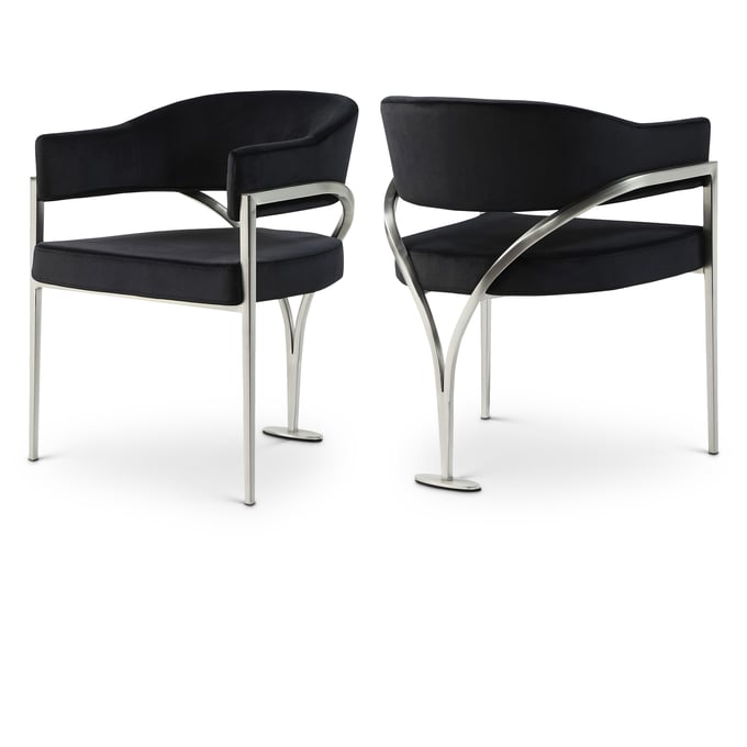 2 Meridian Furniture Madelyn Black Silver Dining Chairs MRD-554BLACK-C