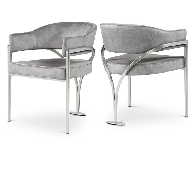 2 Meridian Furniture Madelyn Grey Silver Dining Chairs MRD-554GREY-C