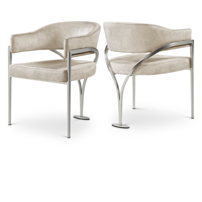 2 Meridian Furniture Madelyn Stone Silver Dining Chairs MRD-554STONE-C