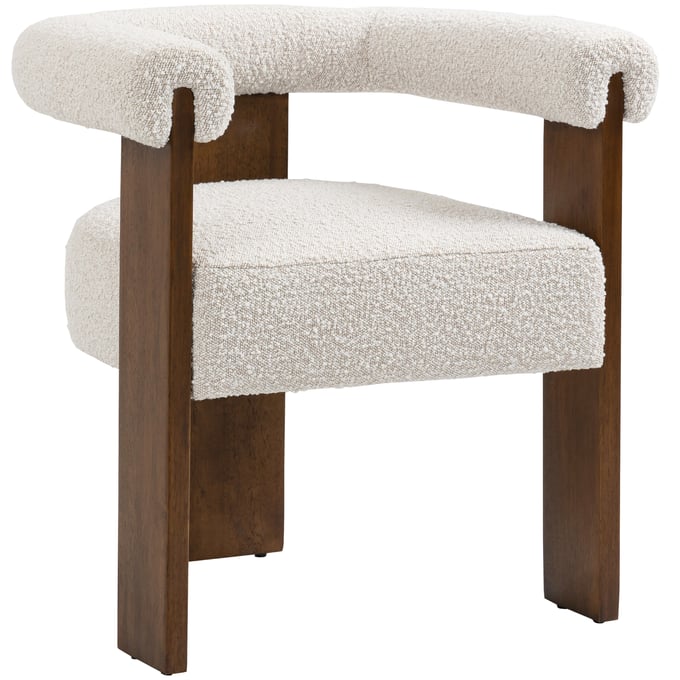 Meridian Furniture Barrel Cream Boucle Fabric Dining Chair MRD-562CREAM-C