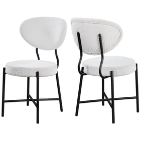 2 Meridian Furniture Allure Cream Boucle Fabric Dining Chairs