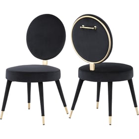 2 Meridian Furniture Brandy Black Velvet Dining Chairs