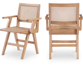 2 Meridian Furniture Preston Natural Dining Arm Chairs