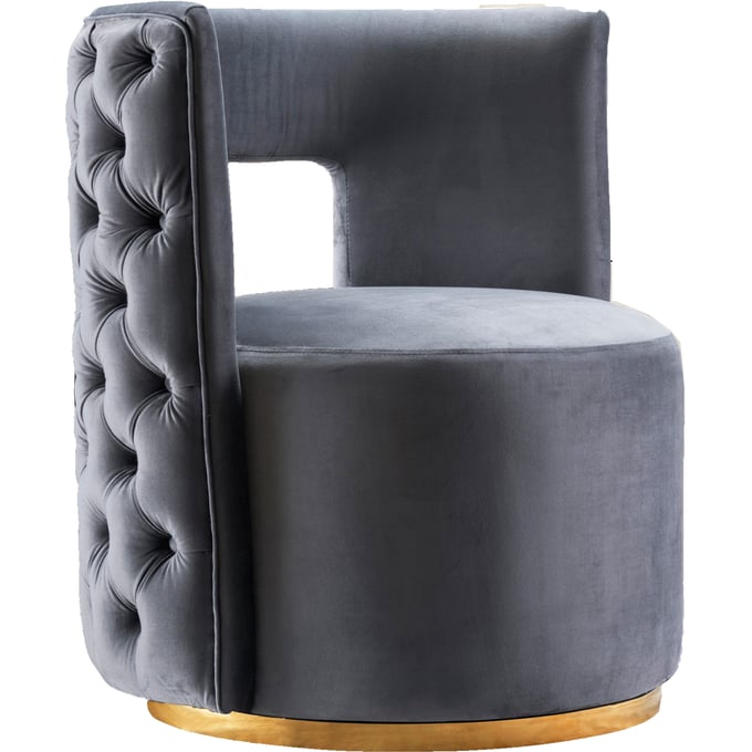 Meridian Furniture Theo Grey Velvet Accent Chair MRD-594GREY