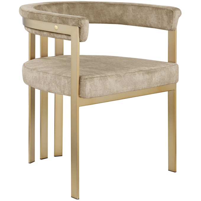 2 Meridian Furniture Marcello Beige Velvet Dining Chairs MRD-595BEIGE-C