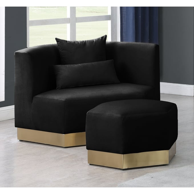 Meridian Furniture Marquis Black Chair and Ottoman Set MRD-600-CHO-S1