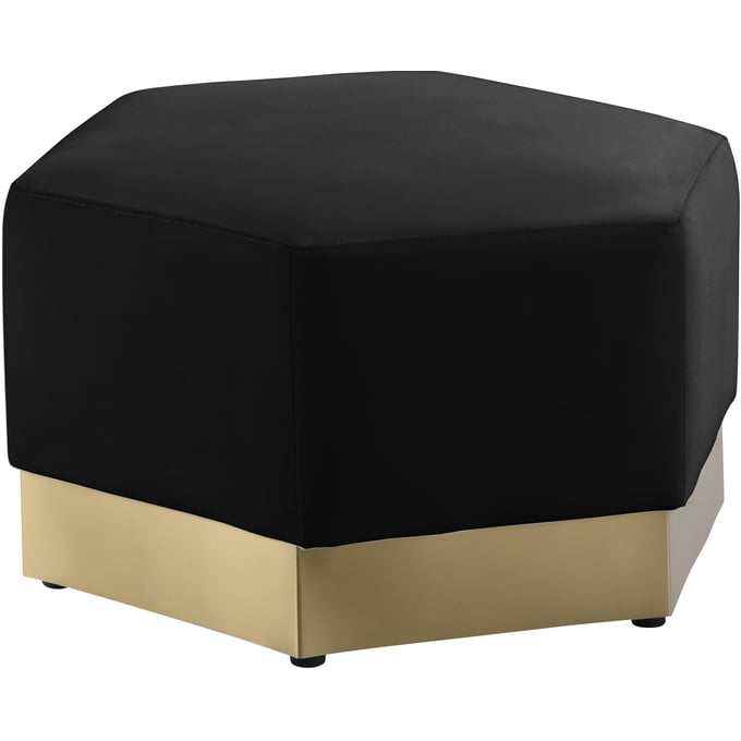 Meridian Furniture Marquis Black Velvet Ottoman MRD-600BLACK-OTT