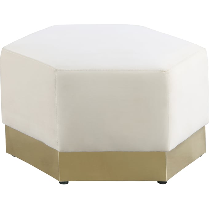 Meridian Furniture Marquis Cream Velvet Ottoman MRD-600CREAM-OTT