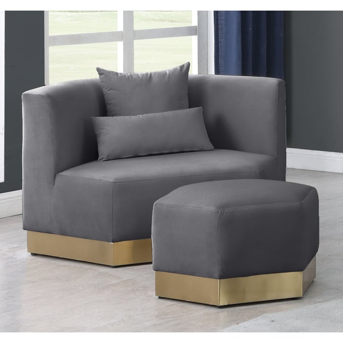 Meridian Furniture Marquis Grey Chair and Ottoman Set MRD-600-CHO-S3