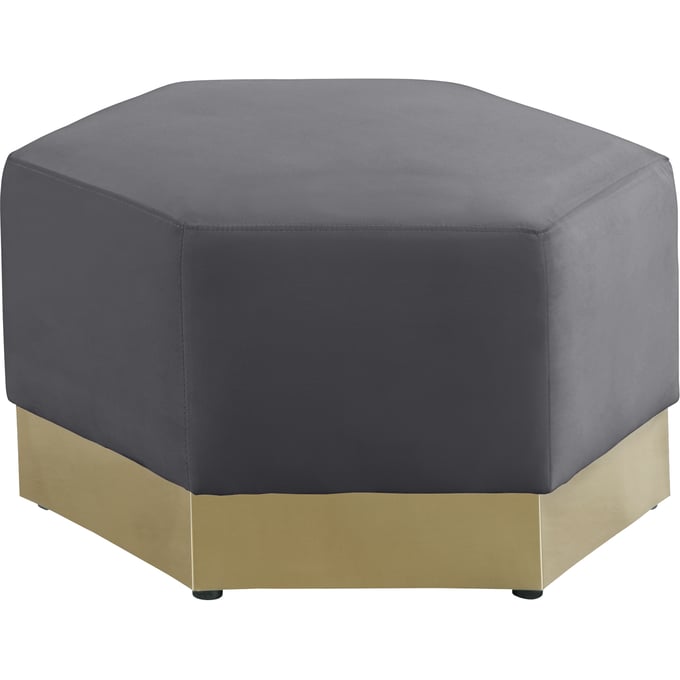 Meridian Furniture Marquis Grey Velvet Ottoman MRD-600GREY-OTT