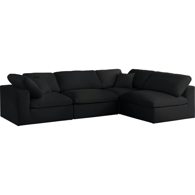 Meridian Furniture Serene Black Fabric Modular 4pc Sectional MRD-601BLACK-SEC4B