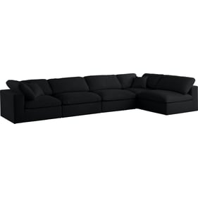 Meridian Furniture Serene Black Cloud Like Comfort Modular 5pc Sectional