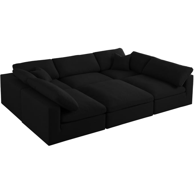 Meridian Furniture Serene Black Fabric 6pc Modular Sectional MRD-601BLACK-SEC6C