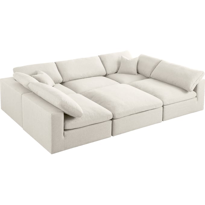 Meridian Furniture Serene Cream Fabric 6pc Modular Sectional MRD-601CREAM-SEC6C