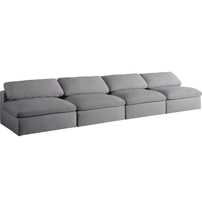 Meridian Furniture Serene Grey Fabric Modular 4pc Armless Sofa MRD-601GREY-S156