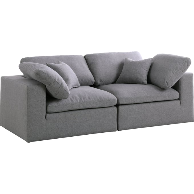 Meridian Furniture Serene Grey Fabric 2pc Modular Sofa MRD-601GREY-S80