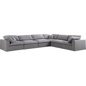 Meridian Furniture Serene Grey Fabric Modular 6pc Sectional