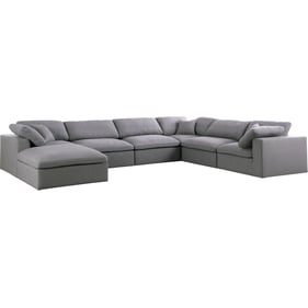 Meridian Furniture Serene Grey Fabric Modular 7pc Sectional with Ottoman