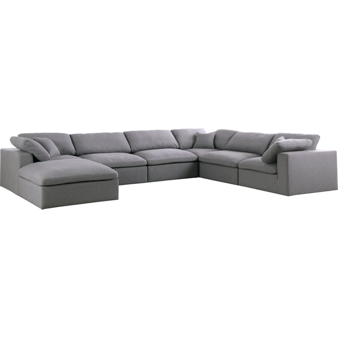 Meridian Furniture Serene Grey Fabric Modular 7pc Sectional with Ottoman MRD-601GREY-SEC7A