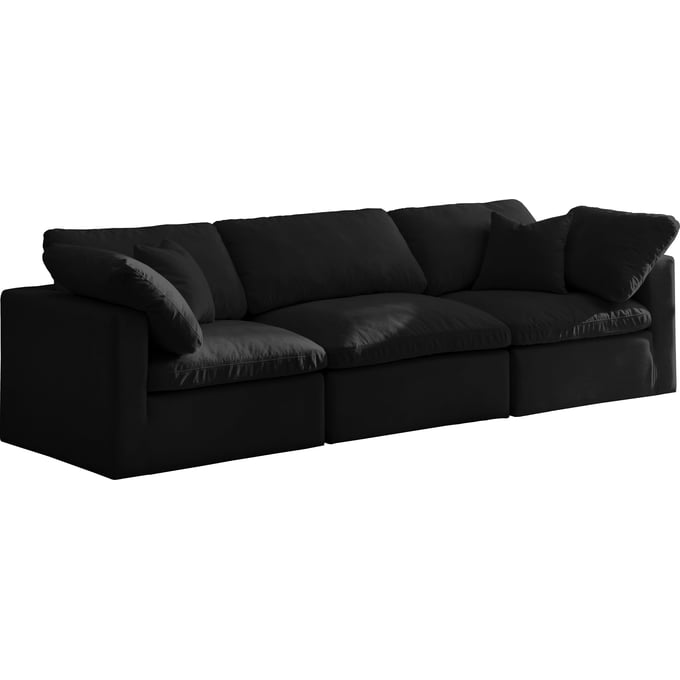 Meridian Furniture Plush Black Velvet Modular Sofa MRD-602BLACK-S105