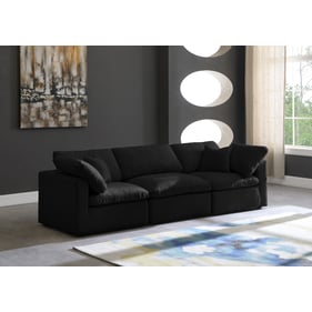 Meridian Furniture Plush Black Velvet Modular Sofa