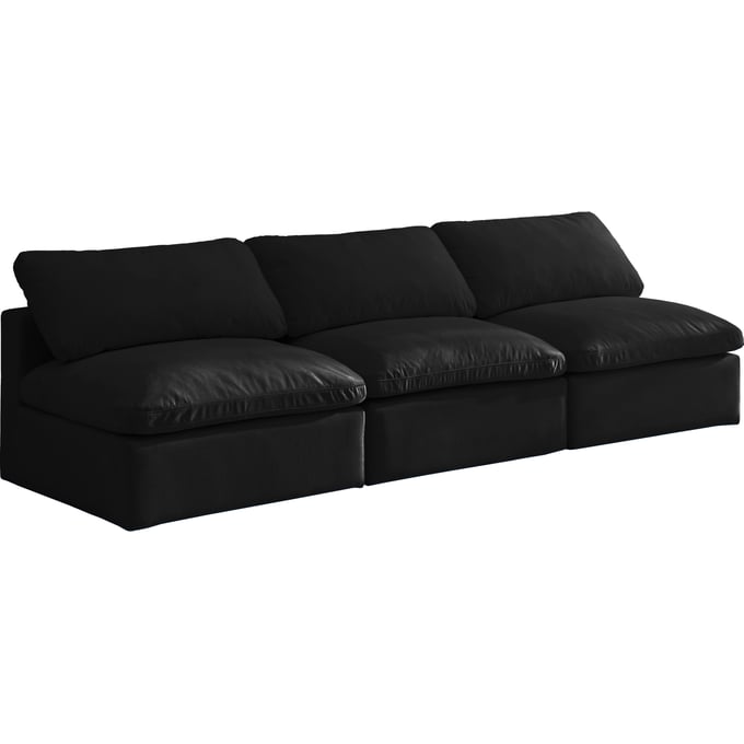 Meridian Furniture Plush Black Velvet Modular Armless Sofa MRD-602BLACK-S3