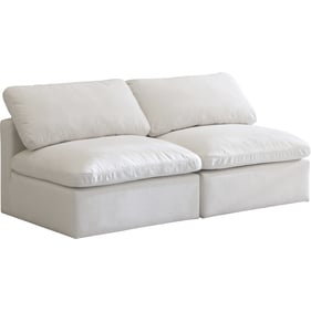 Meridian Furniture Plush Cream Velvet Modular 2pc Armless Sofa