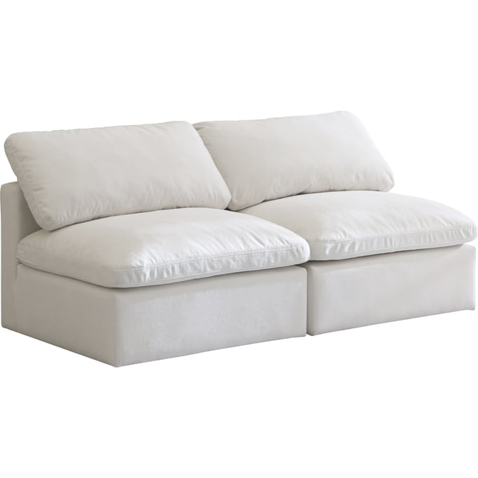 Meridian Furniture Plush Cream Velvet Modular 2pc Armless Sofa MRD-602CREAM-S2