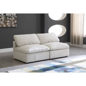 Meridian Furniture Plush Cream Velvet Modular 2pc Armless Sofa