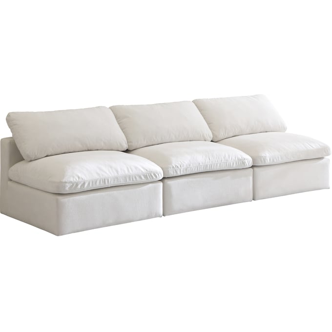 Meridian Furniture Plush Cream Velvet Modular Armless Sofa MRD-602CREAM-S3