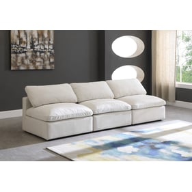 Meridian Furniture Plush Cream Velvet Modular Armless Sofa