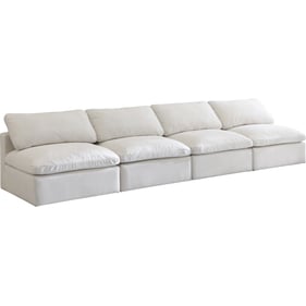 Meridian Furniture Plush Cream Velvet Modular 4pc Armless Sofa