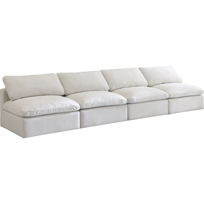 Meridian Furniture Plush Cream Velvet Modular 4pc Armless Sofa MRD-602CREAM-S4