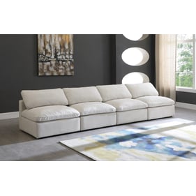 Meridian Furniture Plush Cream Velvet Modular 4pc Armless Sofa