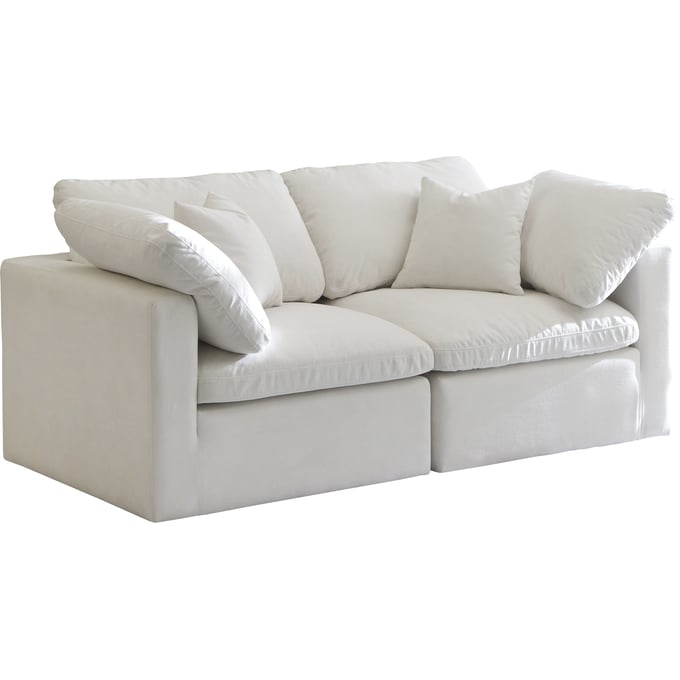 Meridian Furniture Plush Cream Velvet Modular 2pc Sofa MRD-602CREAM-S70